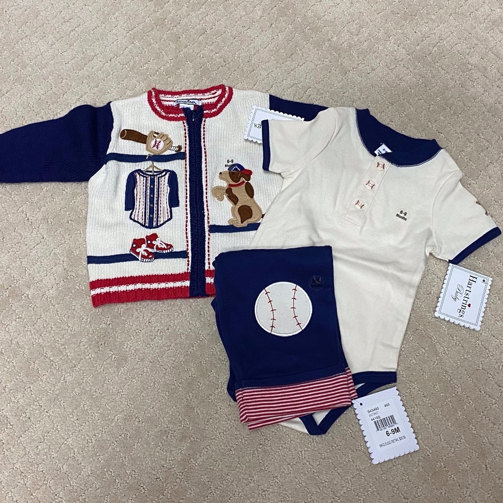 Hartstrings NWT 3pc baseball set size 6-9mo